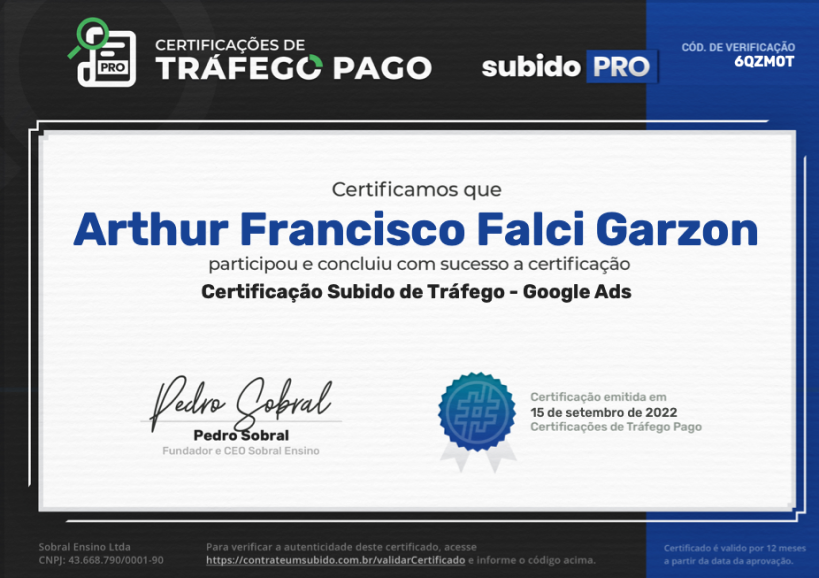 Certifficado Subido google Ads